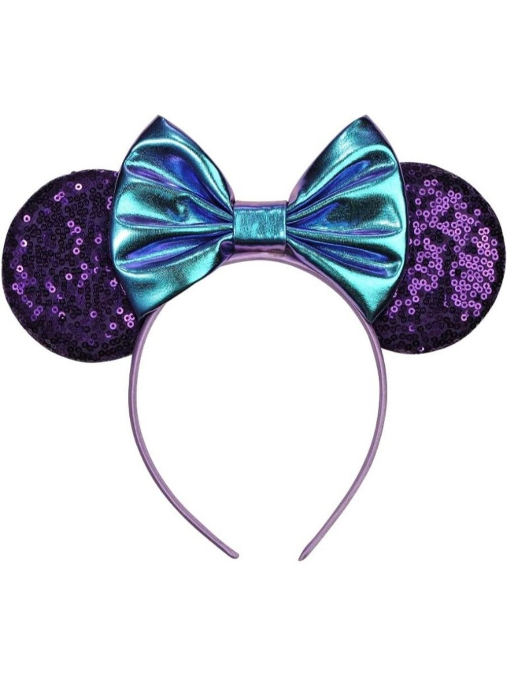 Women Purple Sequin Handmade Mickey Mouse Headband 2 Pieces